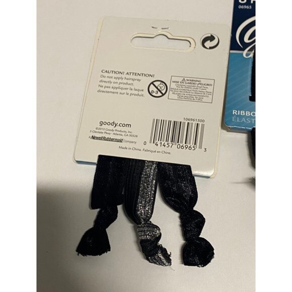 3x Goody Ponytail Bows Ties Ribbon Elastics Ouchless Black Silver Sparkle - 9ct - Picture 3 of 7